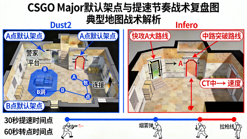 CSGO Major默认架点与提速节奏战术复盘图