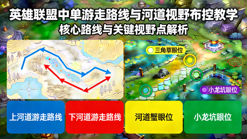 英雄联盟中单游走路线与河道视野布控教学图